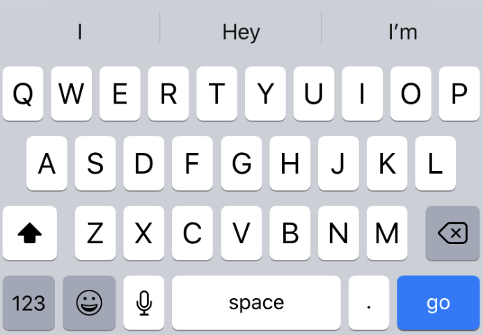 iOS keyboard showing the "go" submit button
