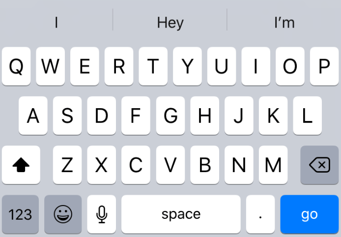 iOS keyboard showing the "go" submit button