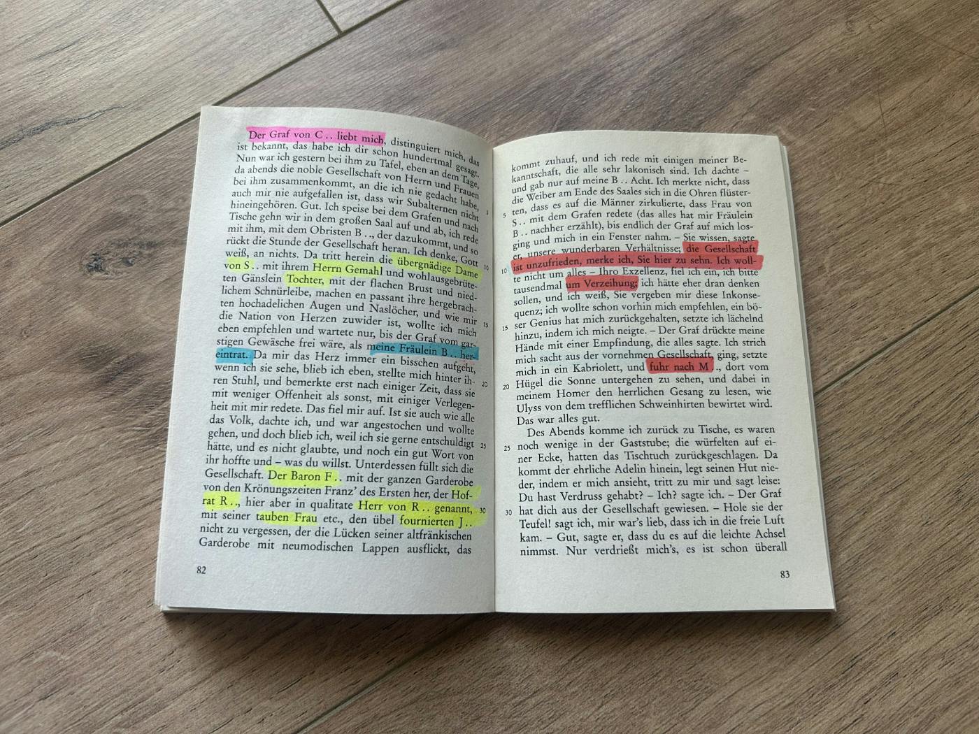 A picture of a novel highlighted with text marker